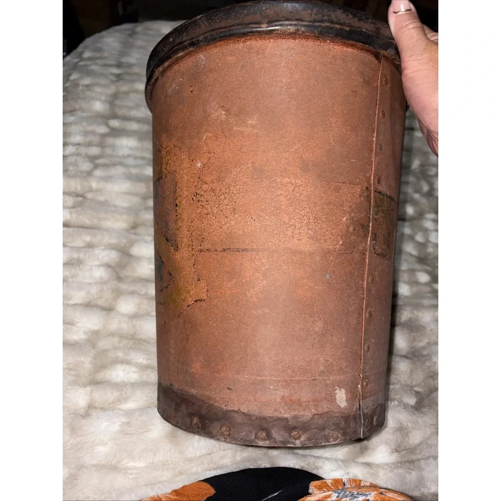vintage industrial Vul-Cot wastebasket hard vulcanized paper fiber Riveted